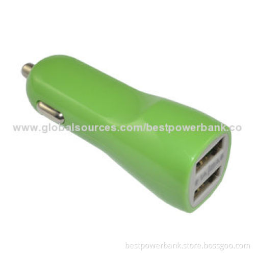 Electric Type and Mobile Phone Use USB Car Chargers, 5V/2.1A Output, Made of ABS